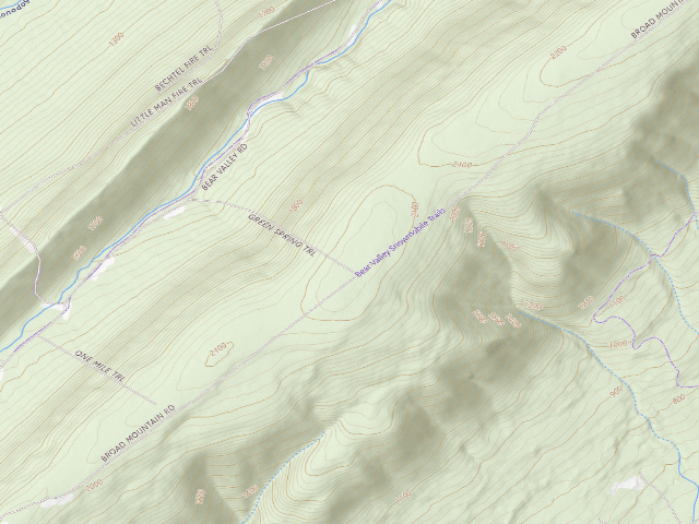 USGS topographic map of Buchanan State Forest roadside campsite BV012 Broad Mountain Landing 1