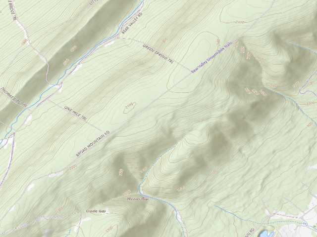 USGS topographic map of Buchanan State Forest roadside campsite BV017 Fry Trail