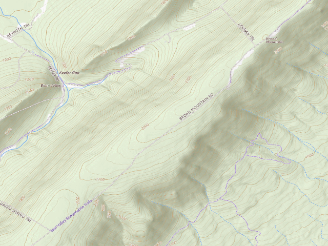 USGS topographic map of Buchanan State Forest roadside campsite BV019  Broad Mountain Landing 2