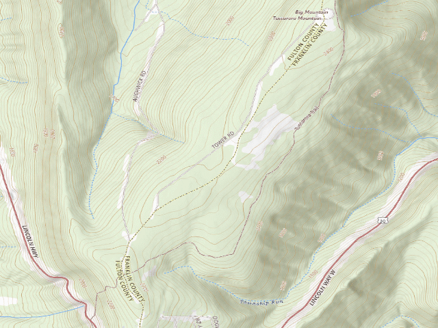 USGS topographic map of Buchanan State Forest roadside campsite BV020 Tower CCO