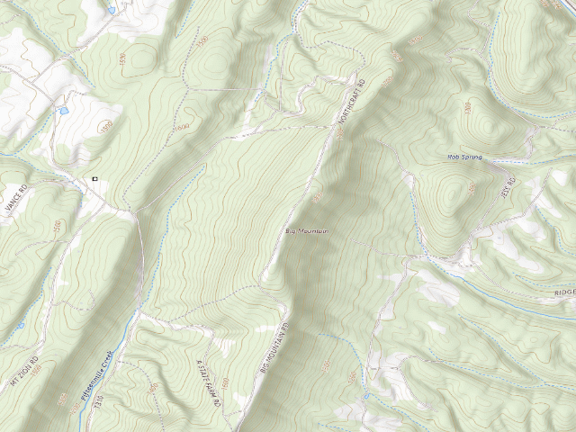 USGS topographic map of Buchanan State Forest roadside campsite CV001 Big Mountain Road