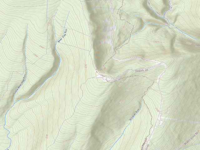 USGS topographic map of Buchanan State Forest roadside campsite CV006 Tower Lot
