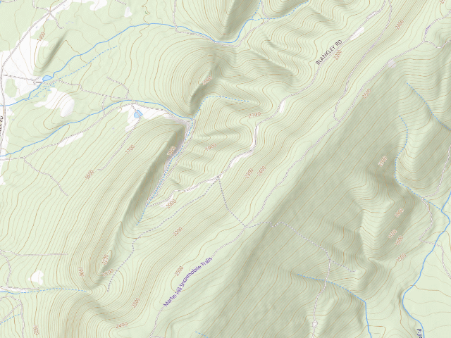 USGS topographic map of Buchanan State Forest roadside campsite CV007 Blankley Road West