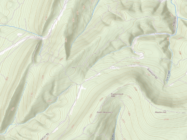 USGS topographic map of Buchanan State Forest roadside campsite CV009 Blankley Landing