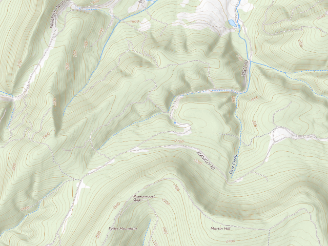 USGS topographic map of Buchanan State Forest roadside campsite CV010 Wertz Landing