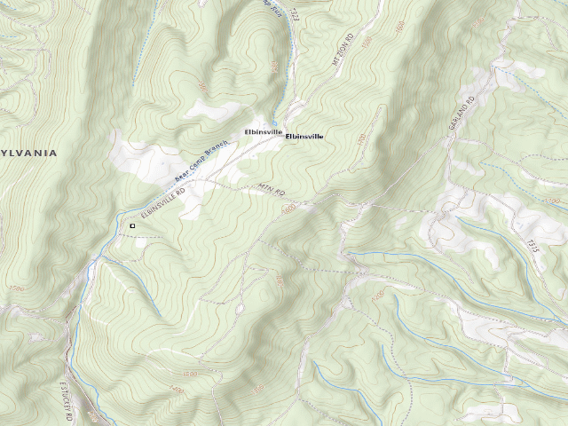 USGS topographic map of Buchanan State Forest roadside campsite CV018 Scalp