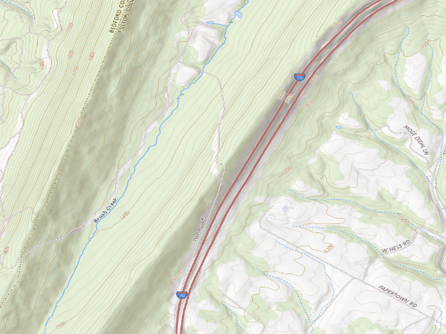 USGS topographic map of Buchanan State Forest roadside campsite SH001 Town Hill