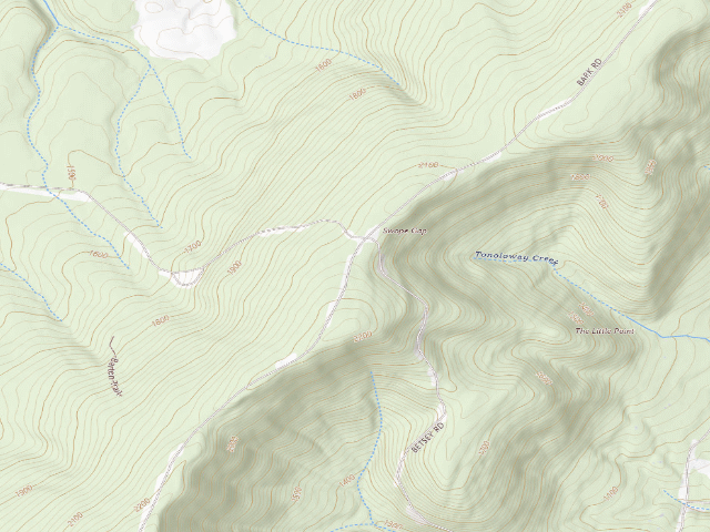 USGS topographic map of Buchanan State Forest roadside campsite SH002 Bark Road A