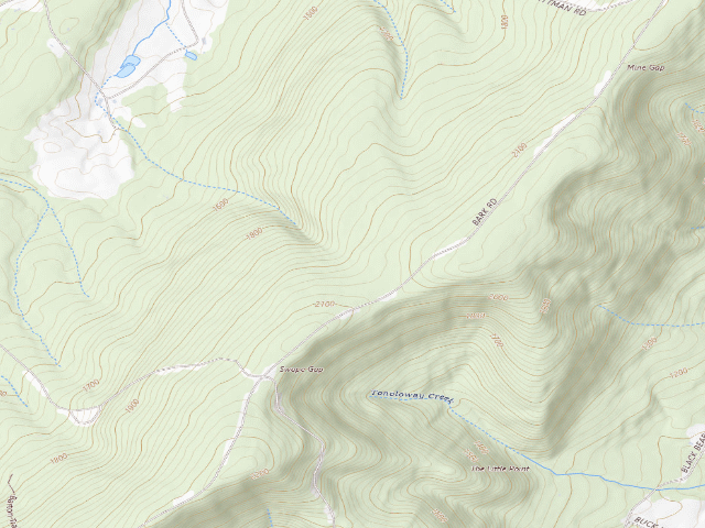 USGS topographic map of Buchanan State Forest roadside campsite SH004 Bark Road C