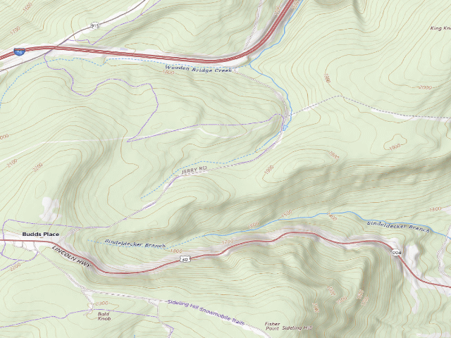 USGS topographic map of Buchanan State Forest roadside campsite SH017 Jerry Road