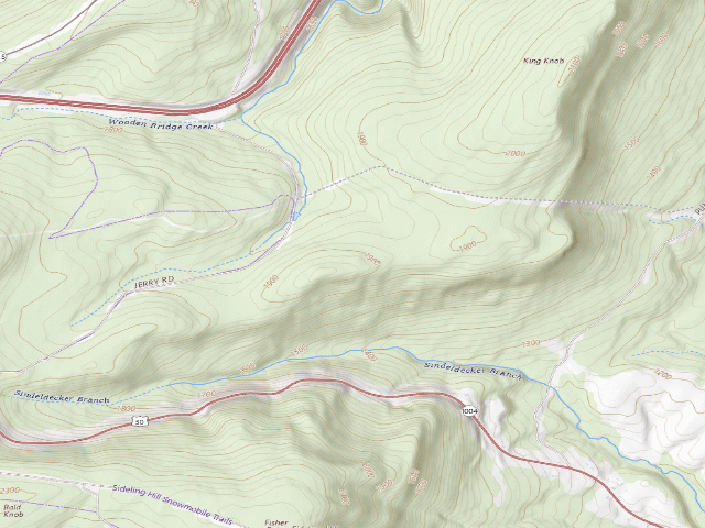 USGS topographic map of Buchanan State Forest roadside campsite SH018 King Landing A