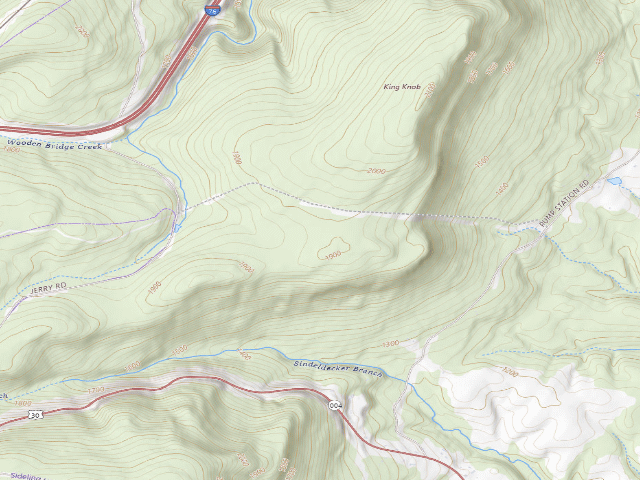 USGS topographic map of Buchanan State Forest roadside campsite SH019 King Landing B