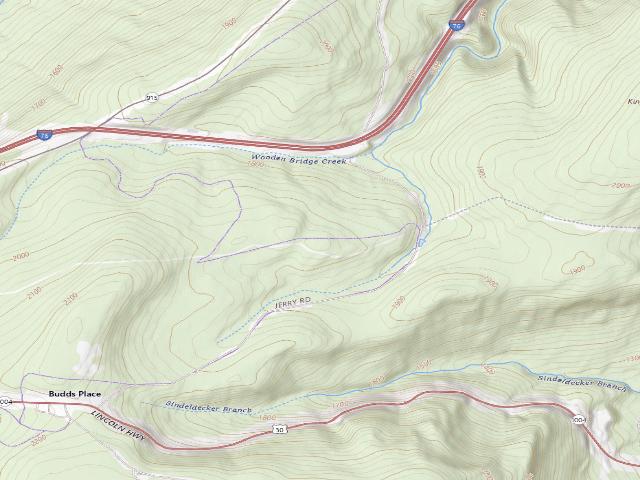 USGS topographic map of Buchanan State Forest roadside campsite SH021 Laidig Landing B