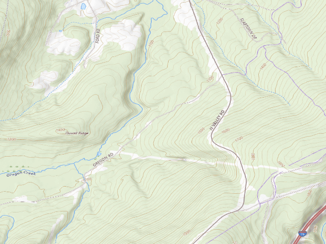 USGS topographic map of Buchanan State Forest roadside campsite SH025 Oregon Upper