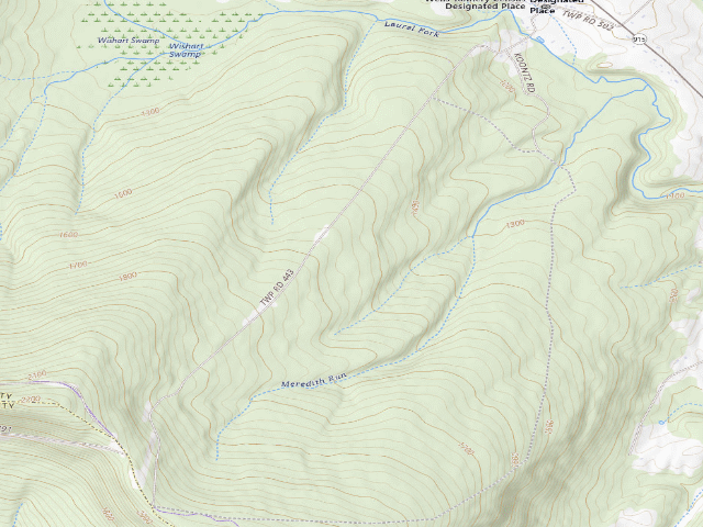 USGS topographic map of Buchanan State Forest roadside campsite SH033 Cove Road Landing