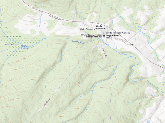 USGS topographic map of Buchanan State Forest roadside campsite SH035 Cove Road ATV