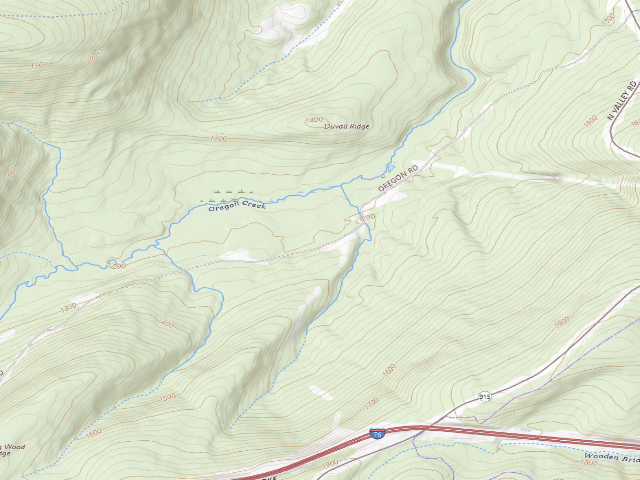 USGS topographic map of Buchanan State Forest roadside campsite SH040 Oregon  Turnpike