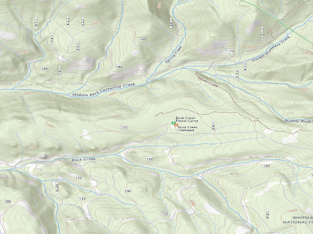 USGS topographic map of Buck Creek Forest Camp and Trailhead