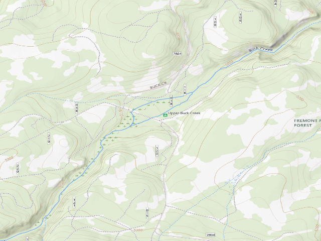 USGS topographic map of Buck Creek Upper
