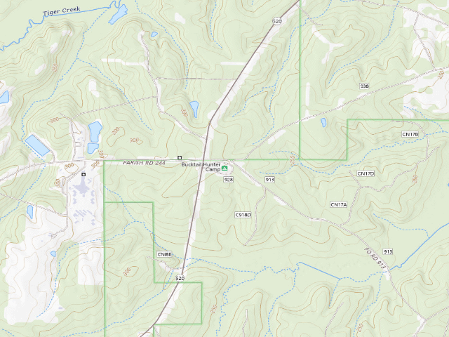 USGS topographic map of Bucktail Hunter Camp