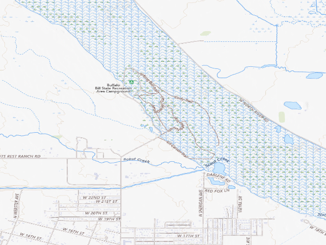 USGS topographic map of Buffalo Bill Ranch SRA