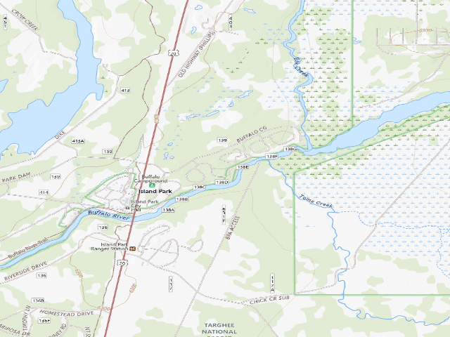 USGS topographic map of Buffalo Campground