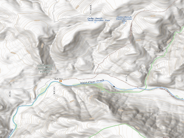 USGS topographic map of Bull Pen Dispersed Campground