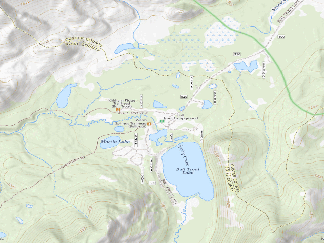USGS topographic map of Bull Trout Campground