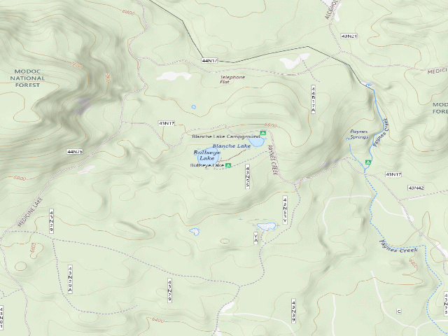 USGS topographic map of Bullseye Lake Campground