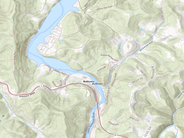 USGS topographic map of Bulltown Campground