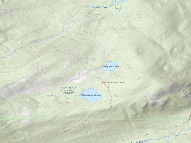 USGS topographic map of Bunyan Lake - 2