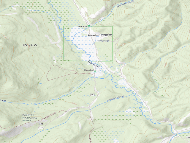 USGS topographic map of Burgdorf Campground