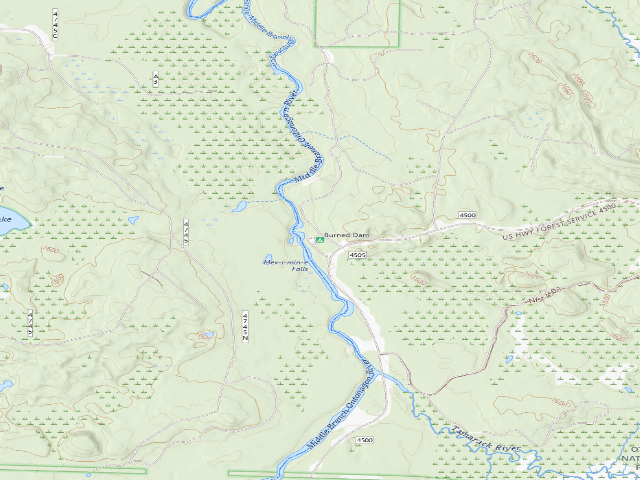 USGS topographic map of Burned Dam