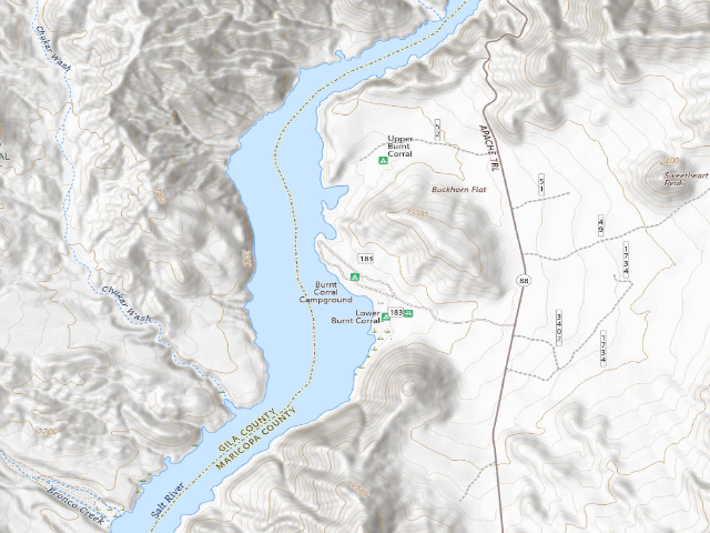 USGS topographic map of Burnt Corral Campground