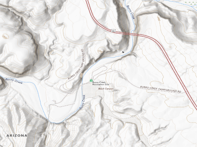 USGS topographic map of Burro Creek Campground