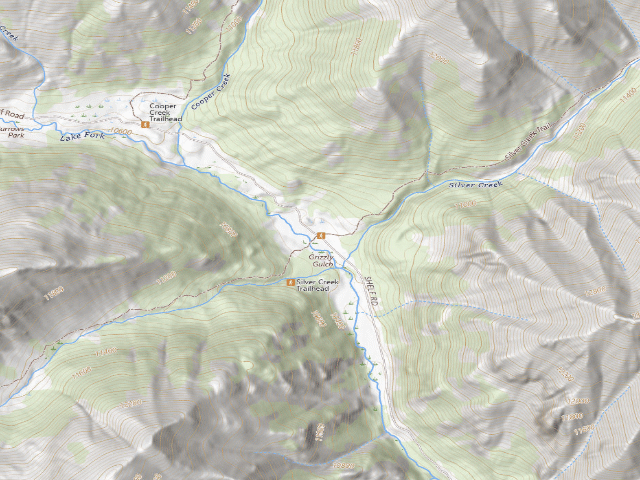 USGS topographic map of Burrows Park Dispersed Camping