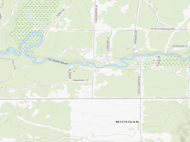 USGS topographic map of Burton's Landing State Forest Campground