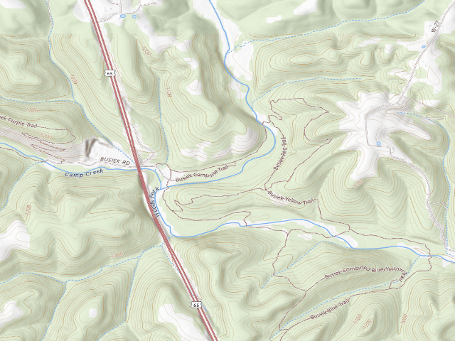 USGS topographic map of Busiek State Forest and Wildlife Area