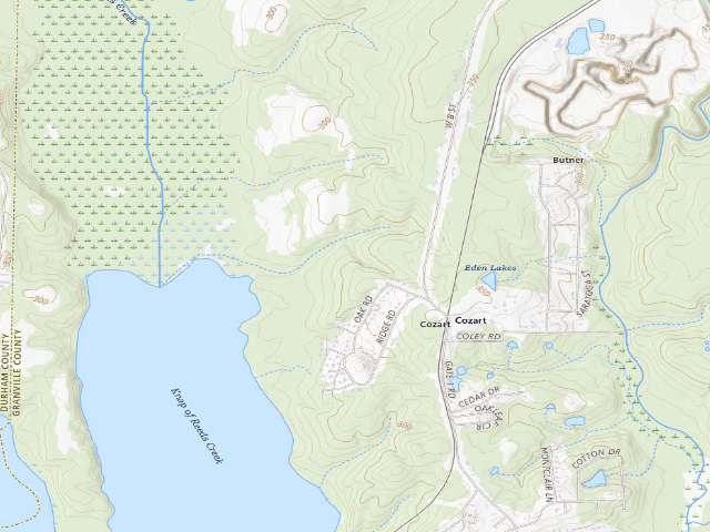 USGS topographic map of Butner-Falls of Neuse Game Land camping area #3