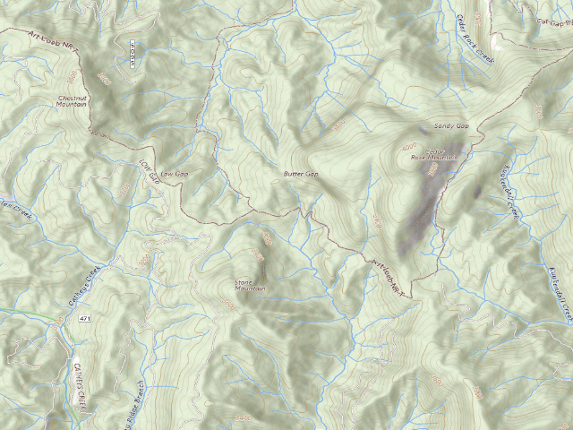 USGS topographic map of Butter Gap Shelter