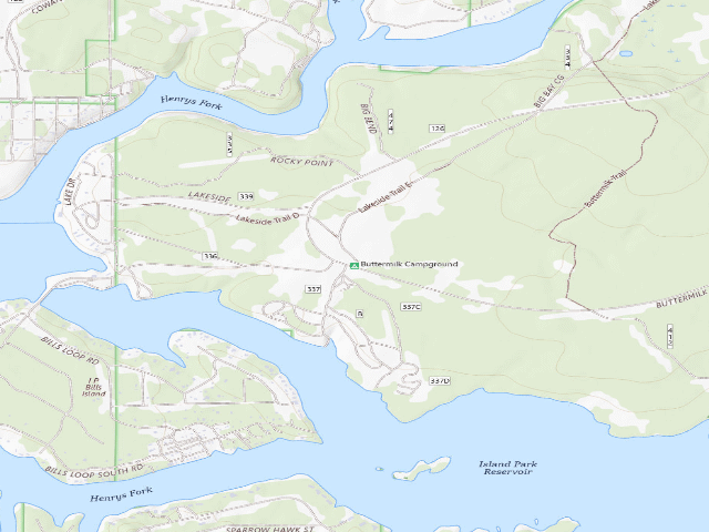 USGS topographic map of Buttermilk Campground