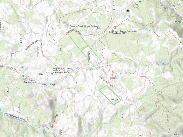 USGS topographic map of C101-Wolf Creek Designated Dispersed