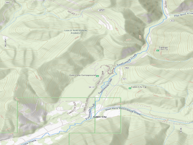 USGS topographic map of Cabin City Campground