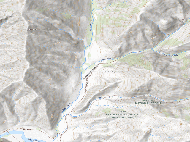 USGS topographic map of Cabin Creek Airfield