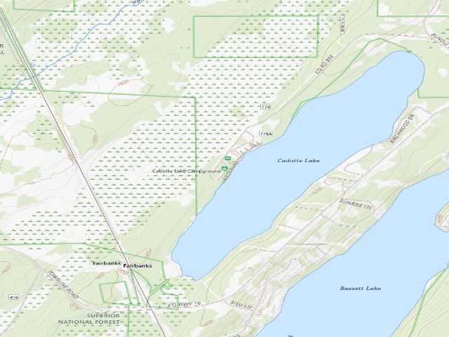 USGS topographic map of Cadotte Lake Campground