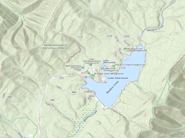 USGS topographic map of Cales Knoll Campground