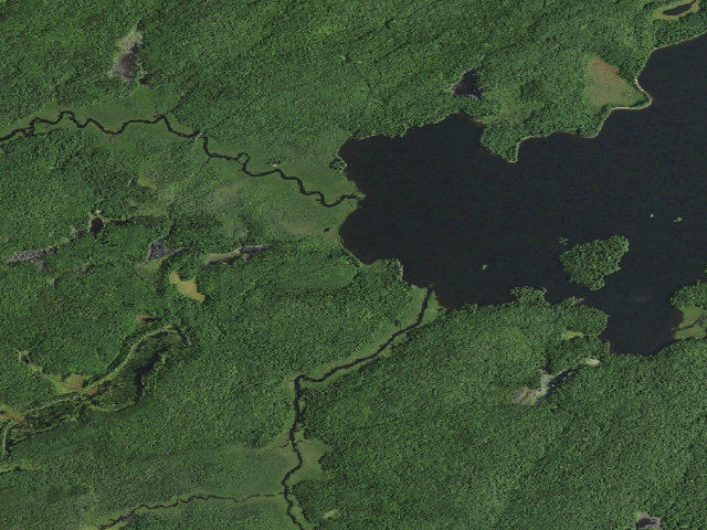 Aerial image of Camp Bliss (William C. Whitney Wilderness)