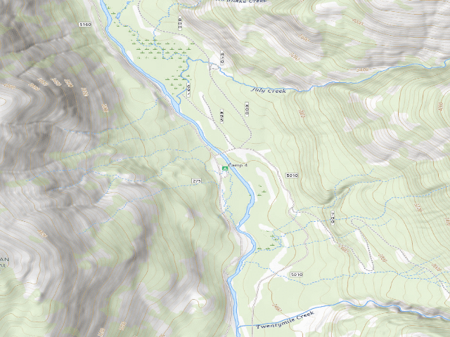 USGS topographic map of Camp Four