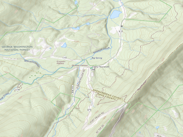 USGS topographic map of Camp Roosevelt