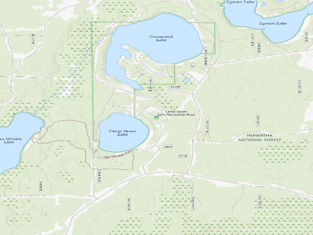 USGS topographic map of Camp Seven Lake Recreation Area